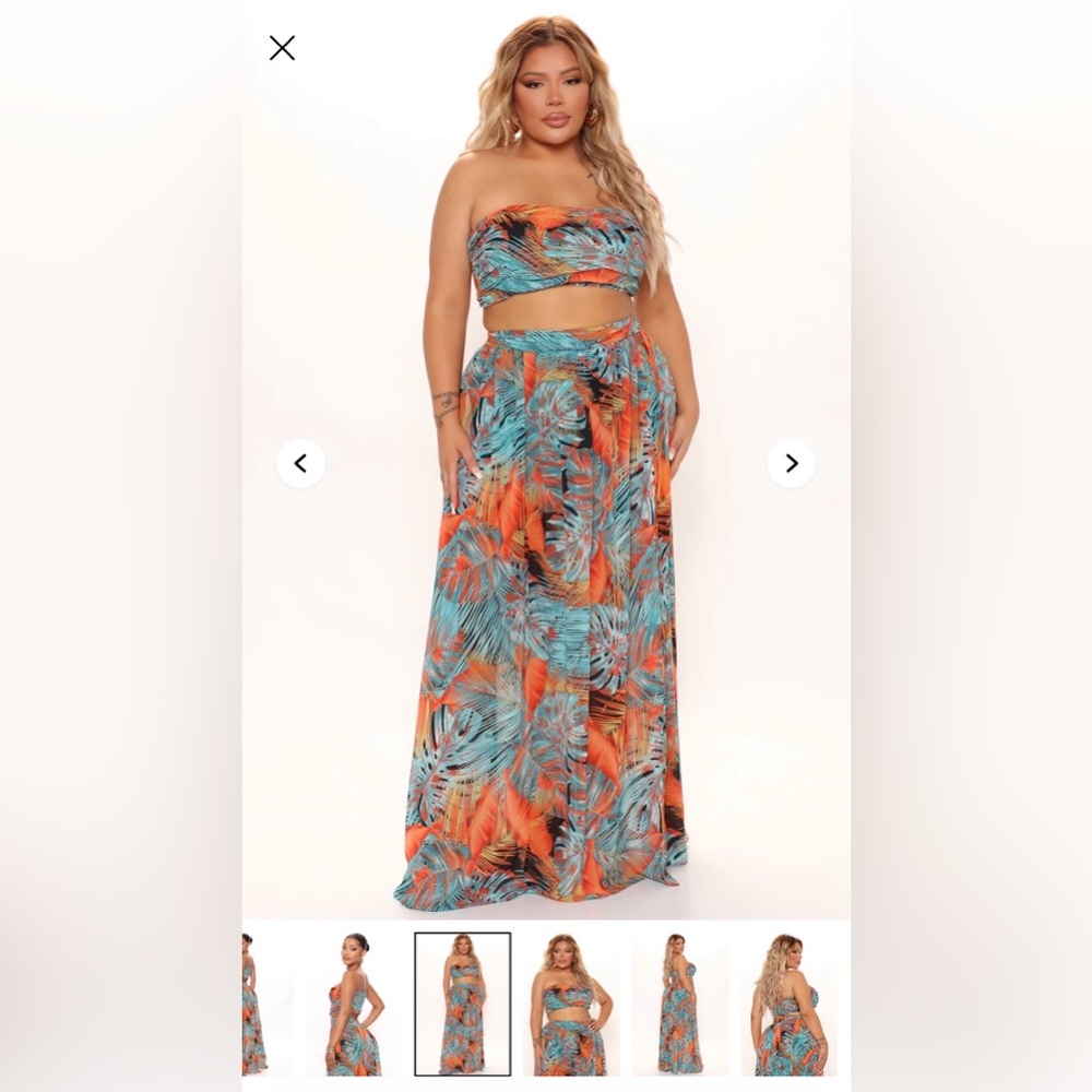 Fashion Nova Tropical Print Maxi Set